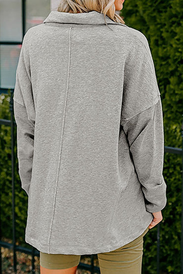 Collared Neck Long Sleeve Sweatshirt.