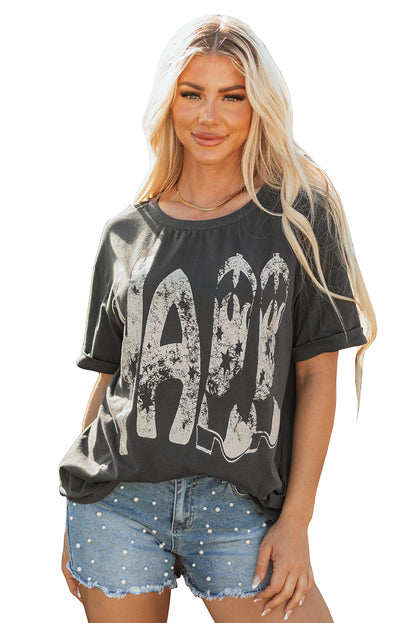 Carbon Grey Vintage Yall Cowboy Boots Graphic Tee Shirt