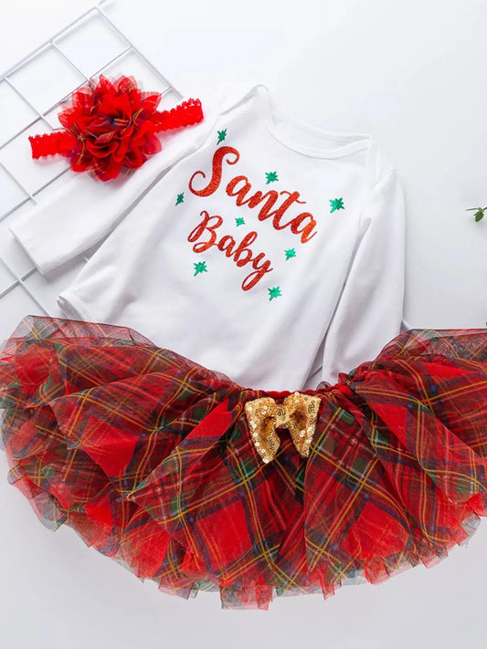 Children's Christmas Santa Baby Outfit Set with Headband Simply Love