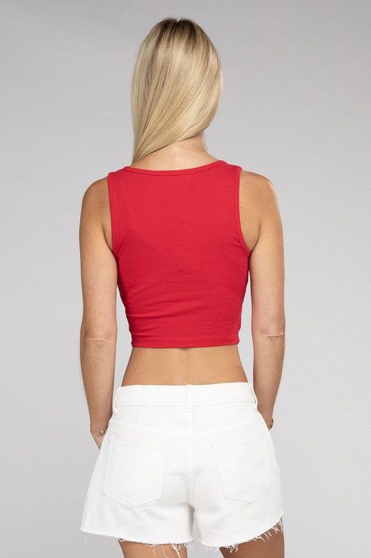 Cotton Square Neck Cropped Cami Top Coco’s Tee Boutique