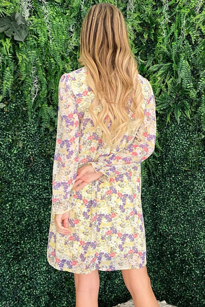 Floral mock neck dress with sleeves