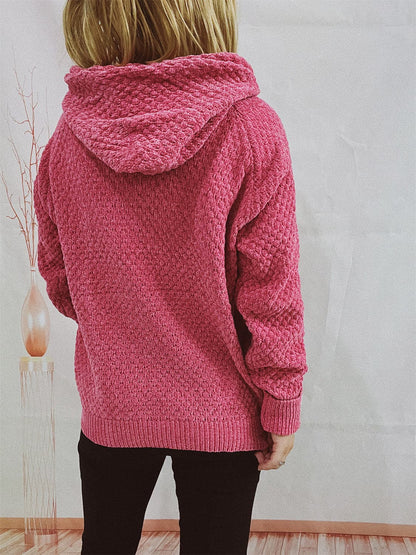 Drawstring Long Sleeve  Hooded Sweater.