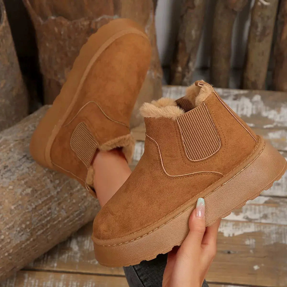 Fur Lining Platform Boots Simply Love