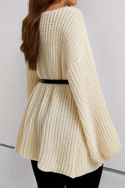 Boat Neck Dropped Shoulder Mini Sweater Dress.