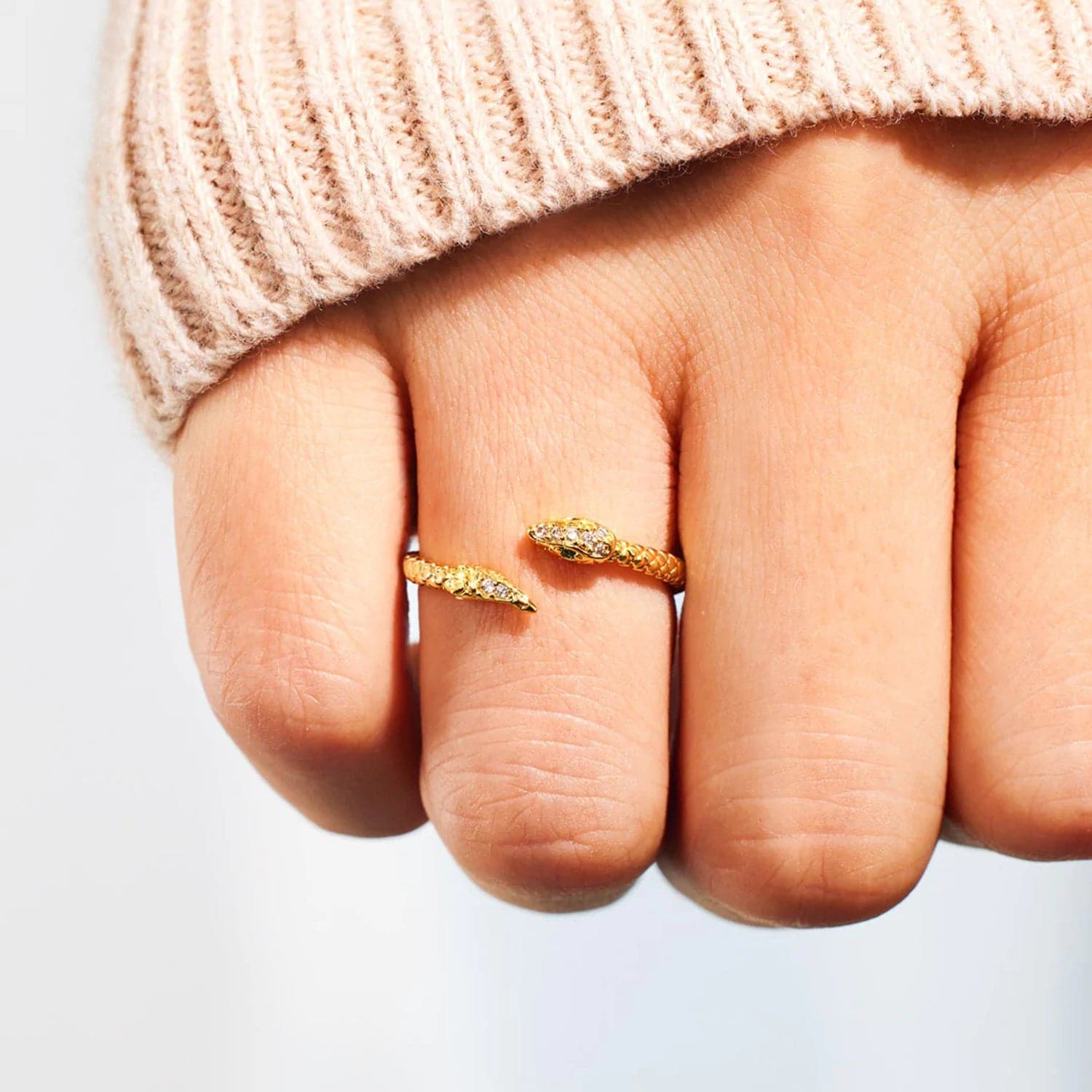 Snake Shape 18K Gold-Plated Bypass Ring.