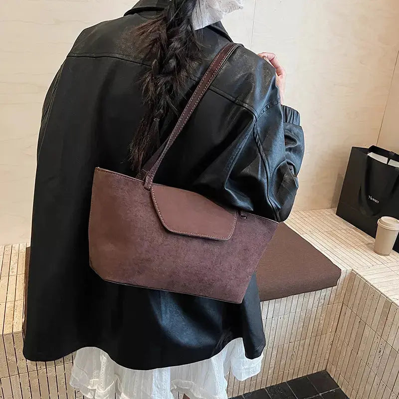 Minimalist Flap Decor Suede Bag Simply Love