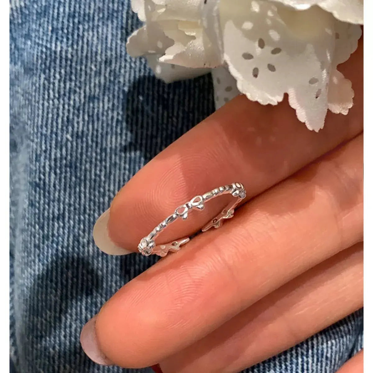 925 Sterling Silver Bow Open Ring Simply Love