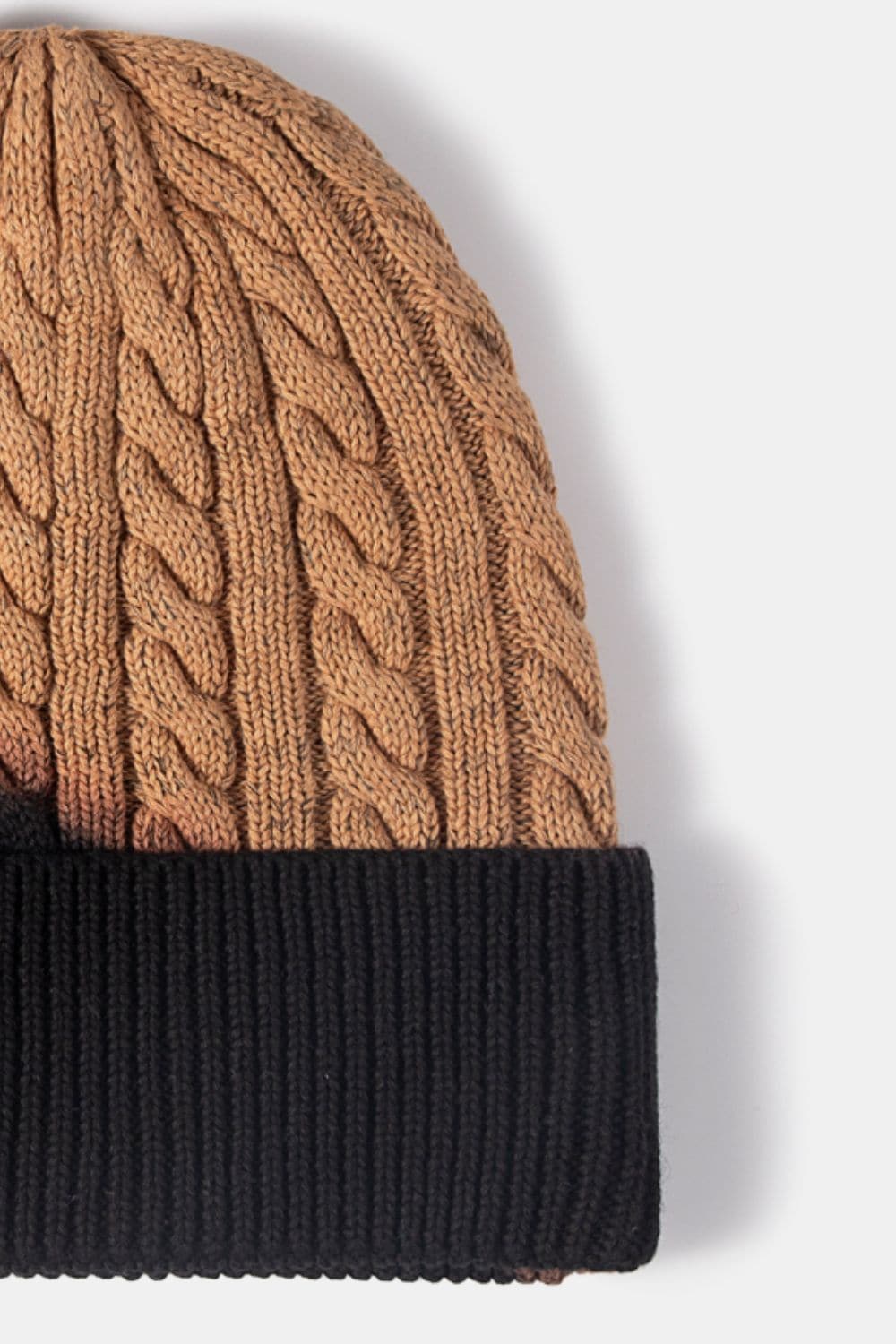 Contrast Tie-Dye Cable-Knit Cuffed Beanie.