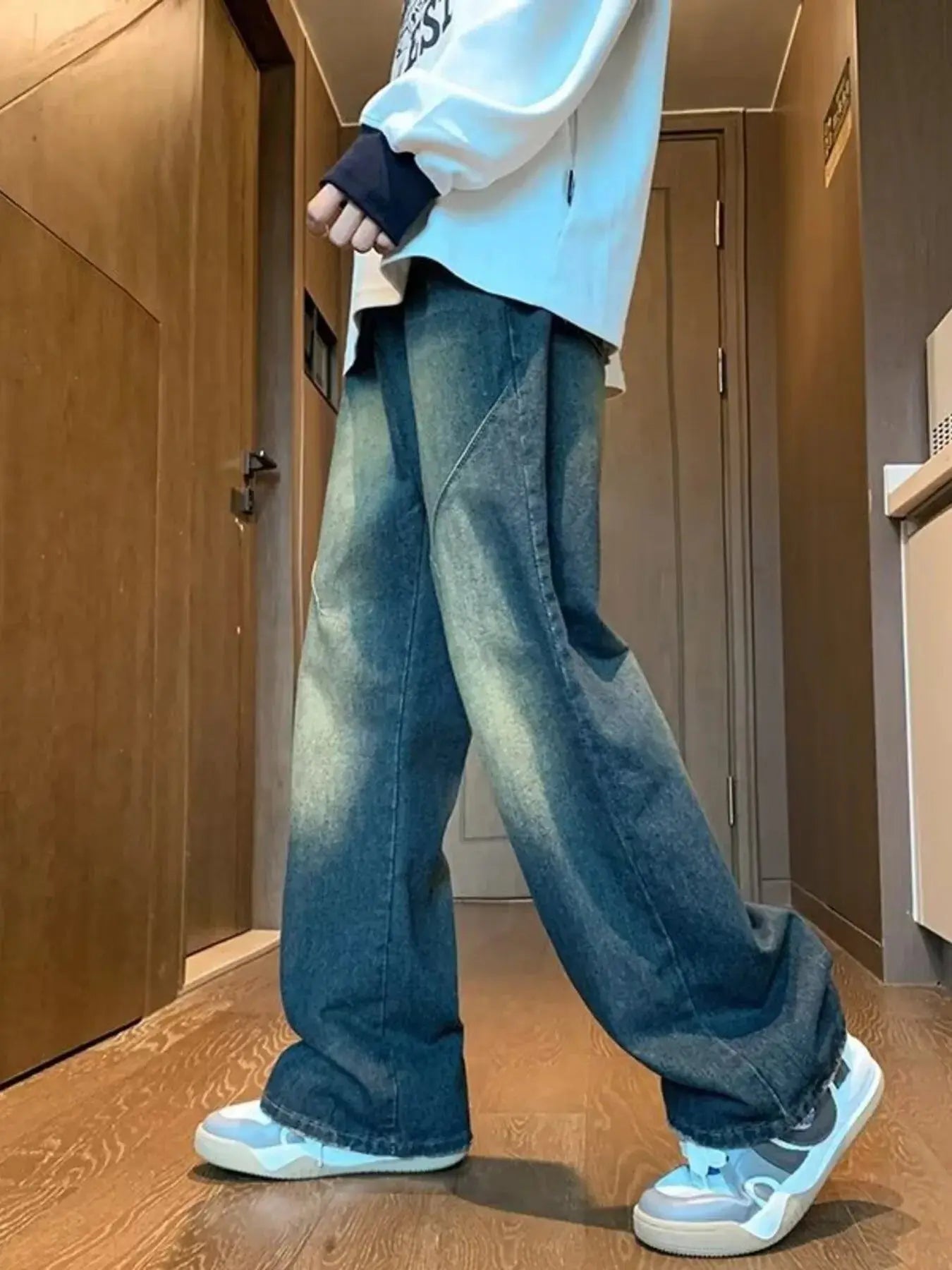 Men's Full Size Vintage Wash Wide Leg Jeans Plus Size Simply Love