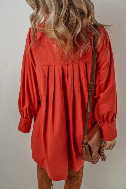 Chic Long Sleeve Shirt Dress with Pockets for Effortless Style