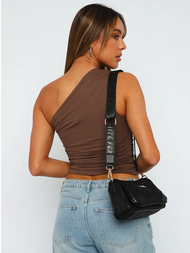 Ruched One Shoulder Tank.