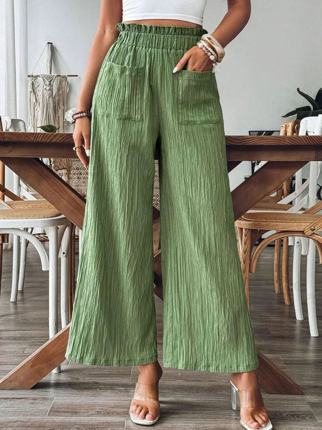 Frilled Wide Leg Trousers