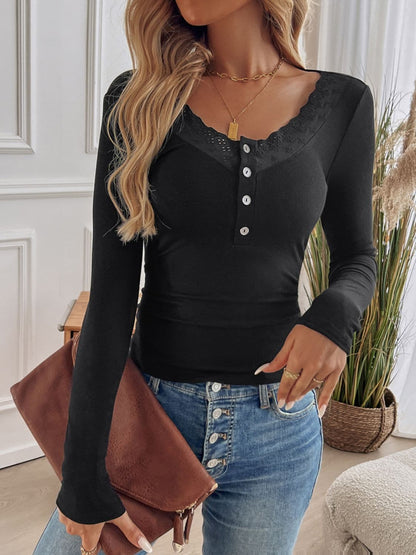 Lace detail long sleeve tee