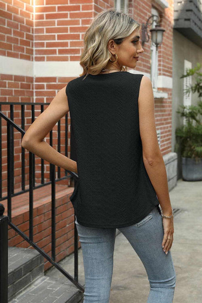 Eyelet Square Neck Tank.