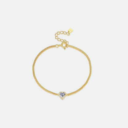 Heart Inlaid Zircon Spring Ring Closure Bracelet.