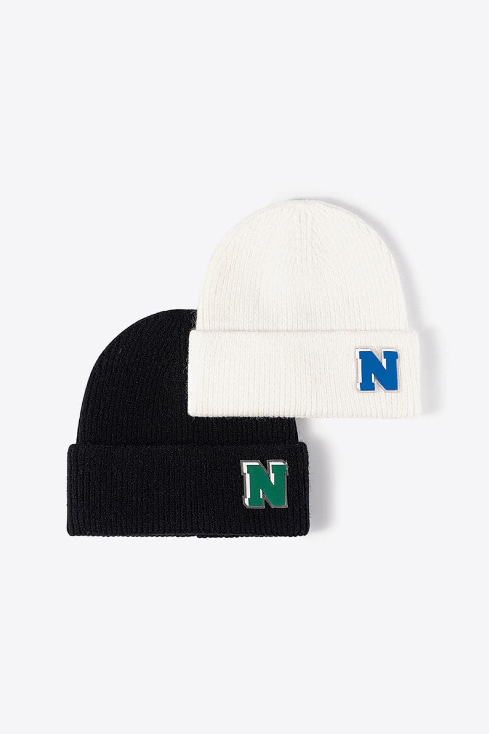 Letter N Patch Cuffed Knit Beanie.