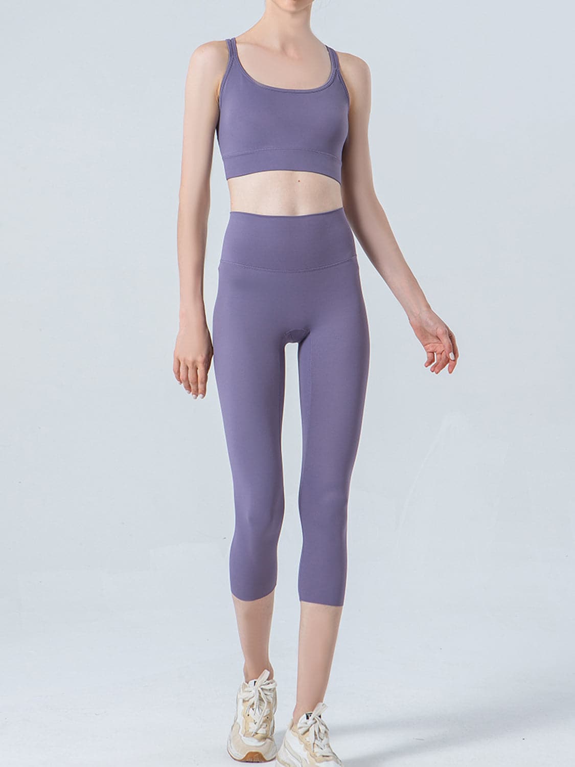 Wide Waistband Cropped Sports Leggings.