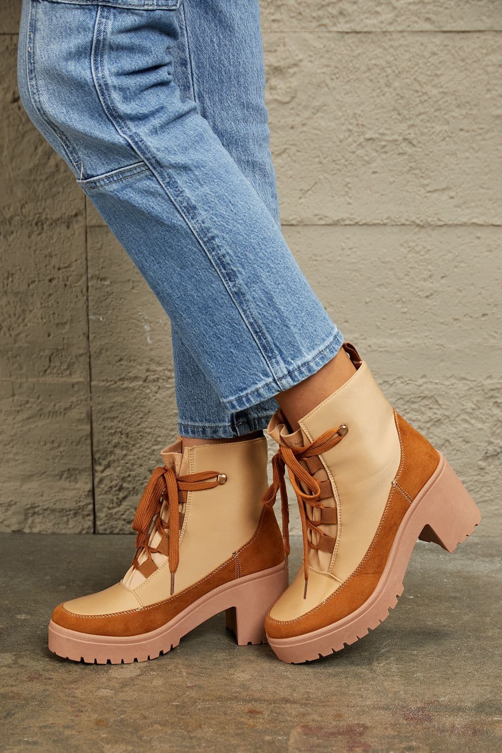 East Lion Corp Lace Up Lug Booties.