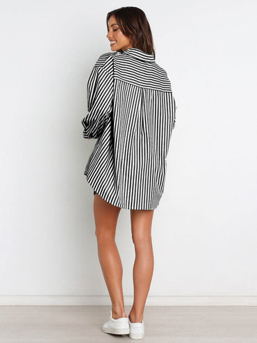 Striped Dropped Shoulder Shirt and Shorts Set.