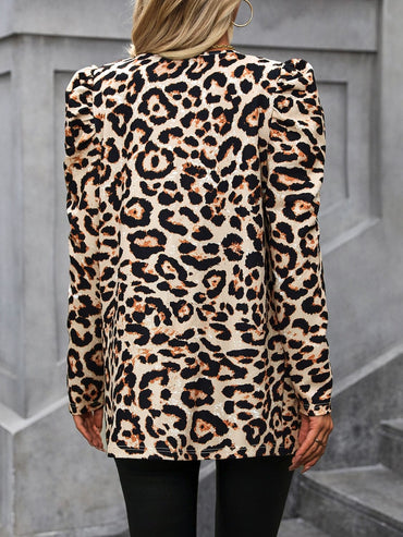 Leopard print open front jacket