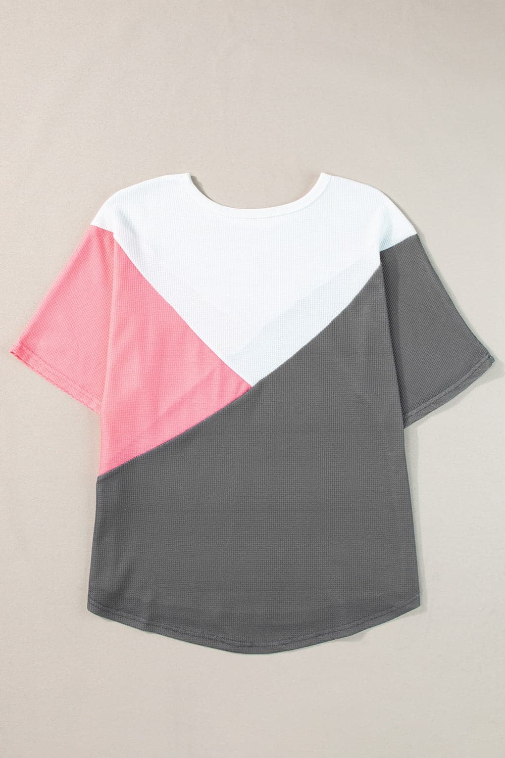 Color Block Round Neck Half Sleeve Top.