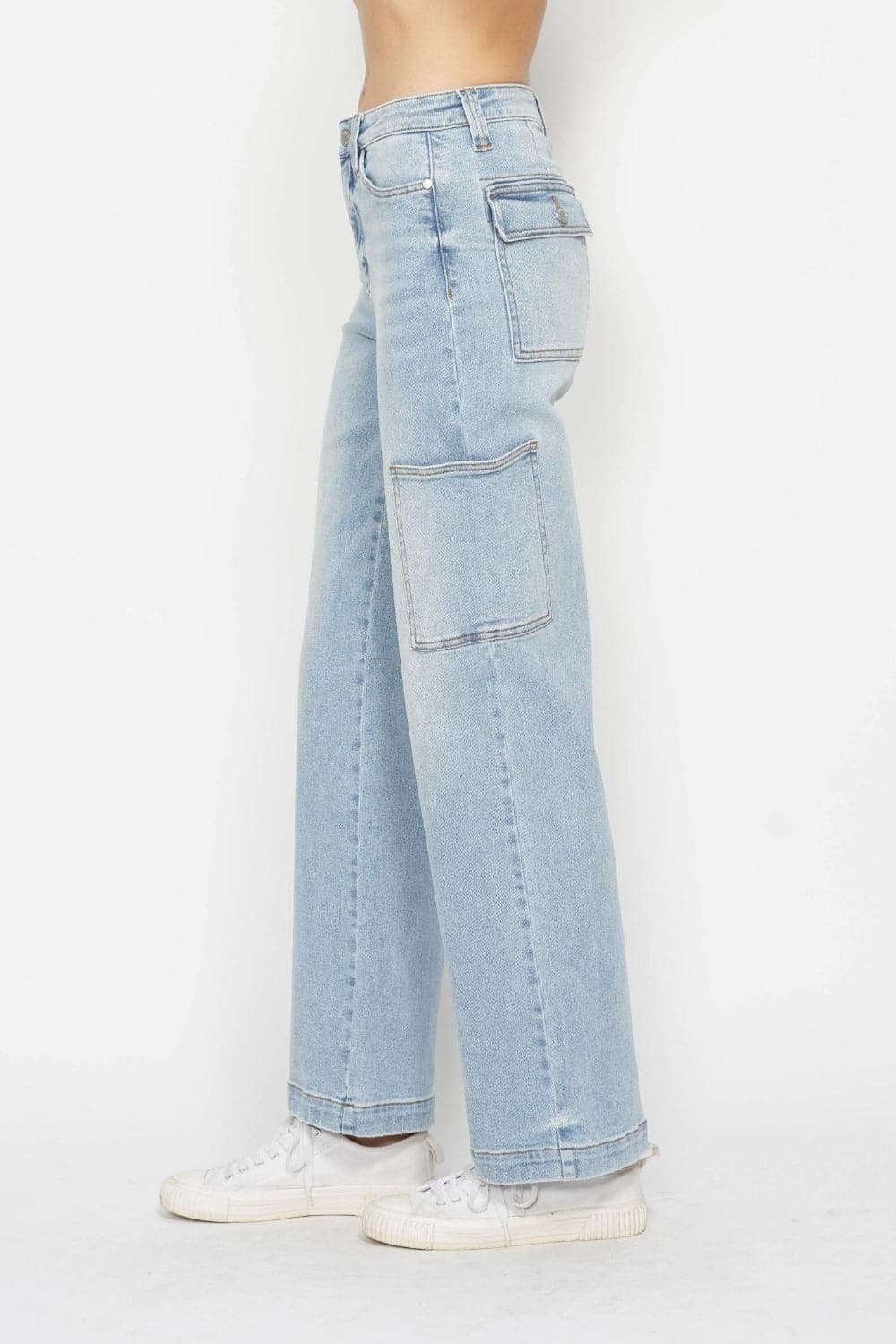 Judy Blue Full Size High Waist Straight Cargo Jeans.