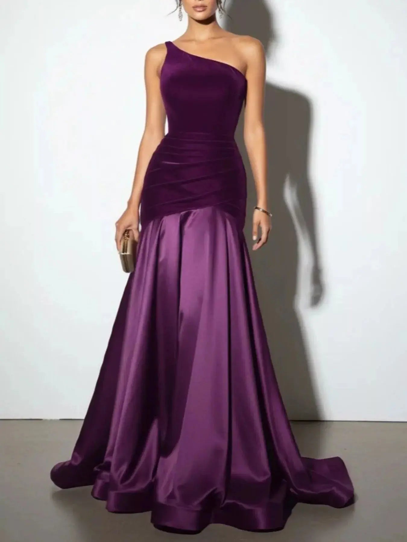 Single Shoulder Floor Length Dress Simply Love