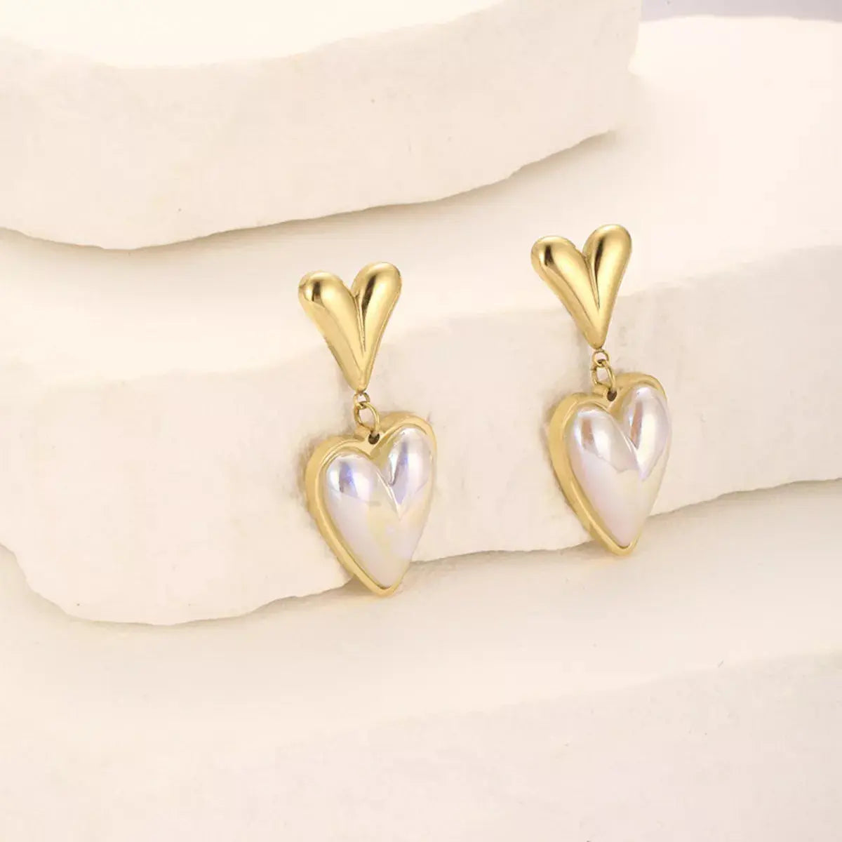 Heart-Shaped Pearl Drop Earrings Simply Love