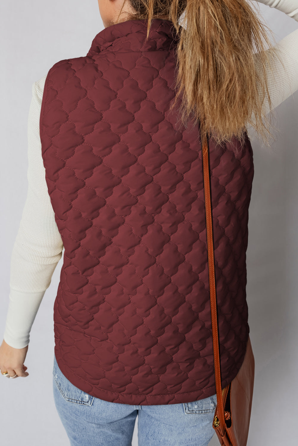 Wild Ginger Flower Shape Quilted Winter Vest With Snap Button Front Zip Up For Cold Weather Dear-Lover Dropshipping