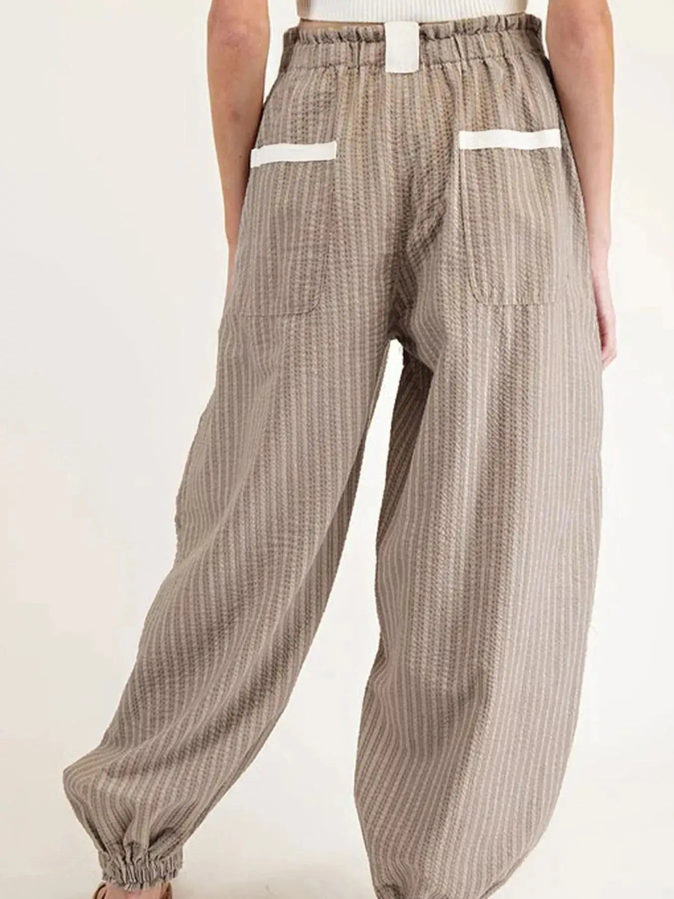 Stripe Drawstring Cargo Jogger Pants with Pockets Simply Love