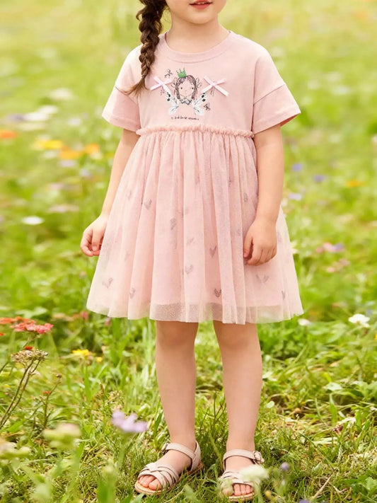Children's Short Sleeve Tulle Layered Dress Simply Love