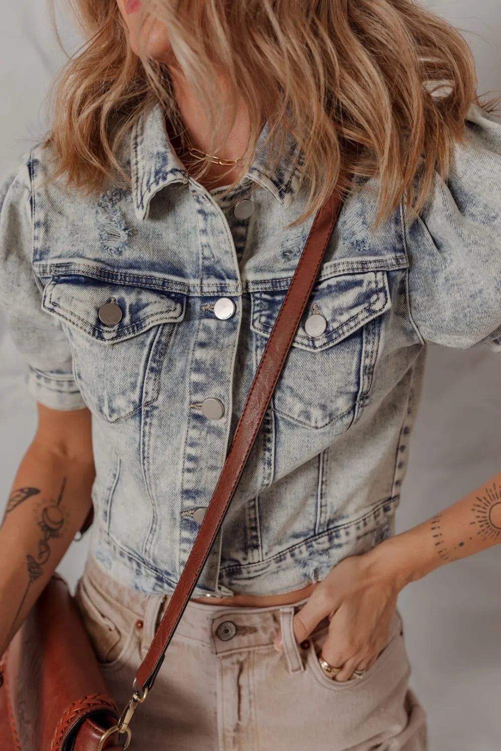 Simply Love: Denim Jacket - Puff Sleeves
