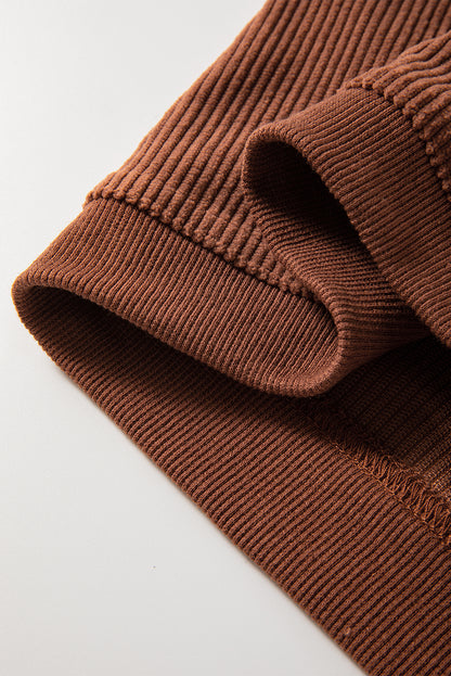 Chestnut Ribbed Corduroy Oversized Sweatshirt