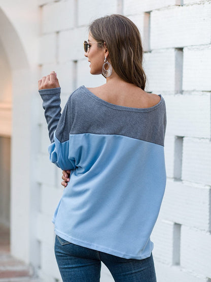 Boat Neck Long Sleeve Sweatshirt.