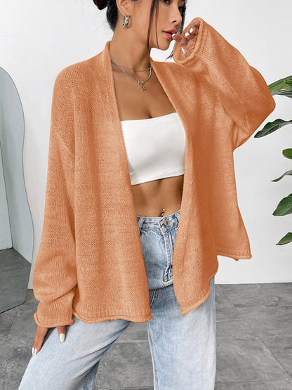 Open Front Dropped Shoulder Cardigan.