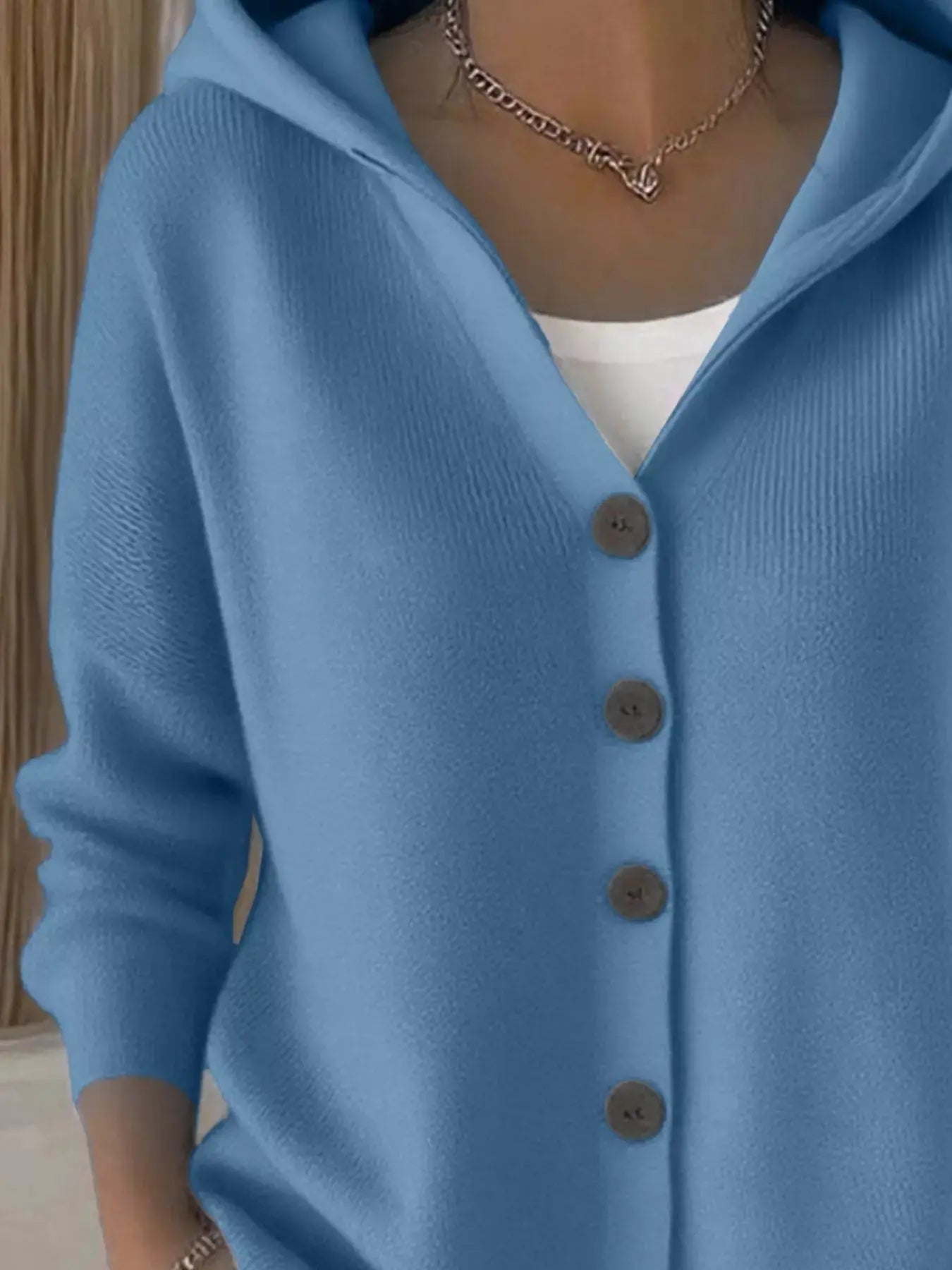 Full Size Hooded Button-Down Knit Cardigan Plus Size Simply Love