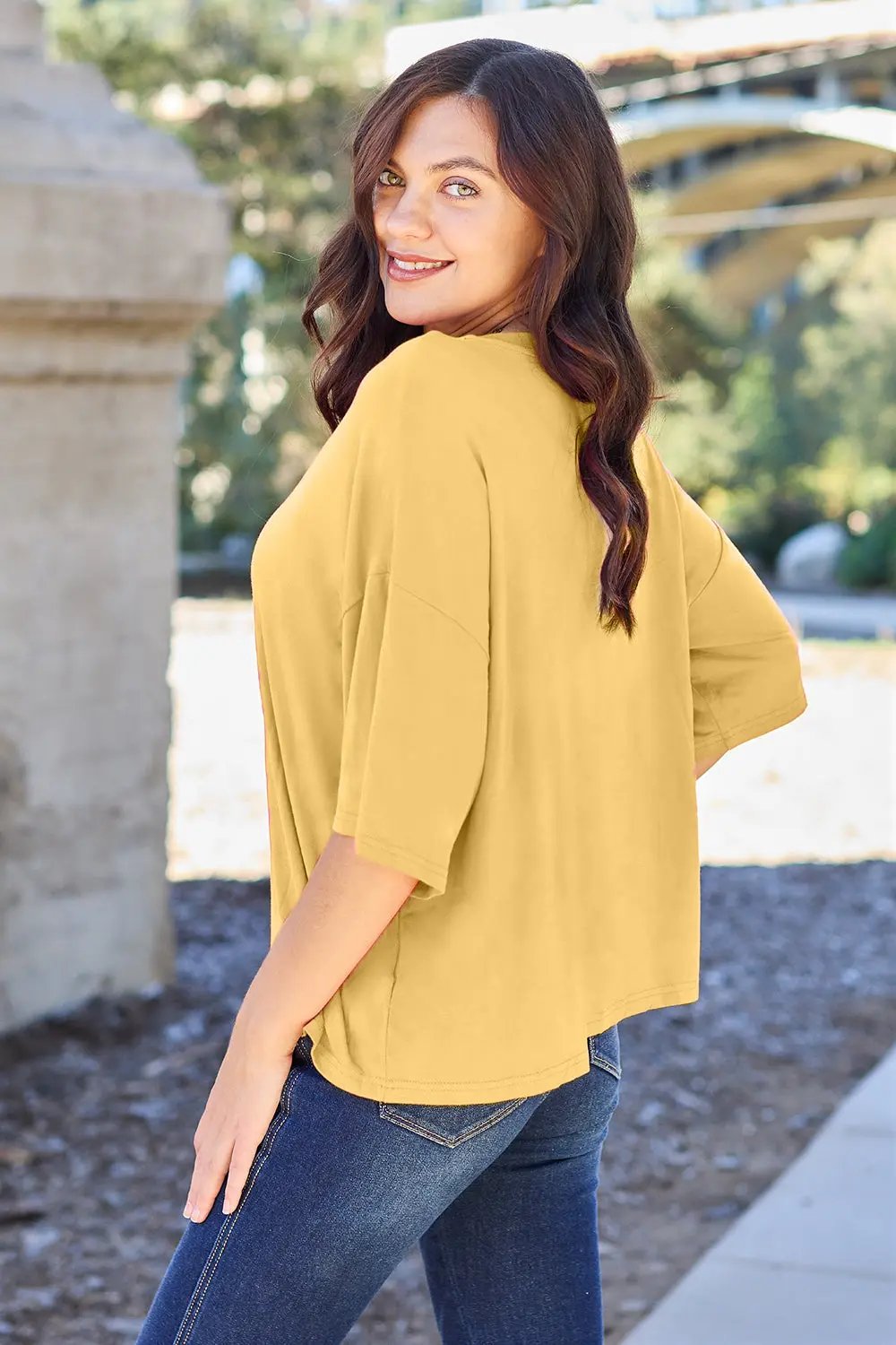 Basic Bae Bamboo Full Size Round Neck Drop Shoulder T-Shirt - Love Salve