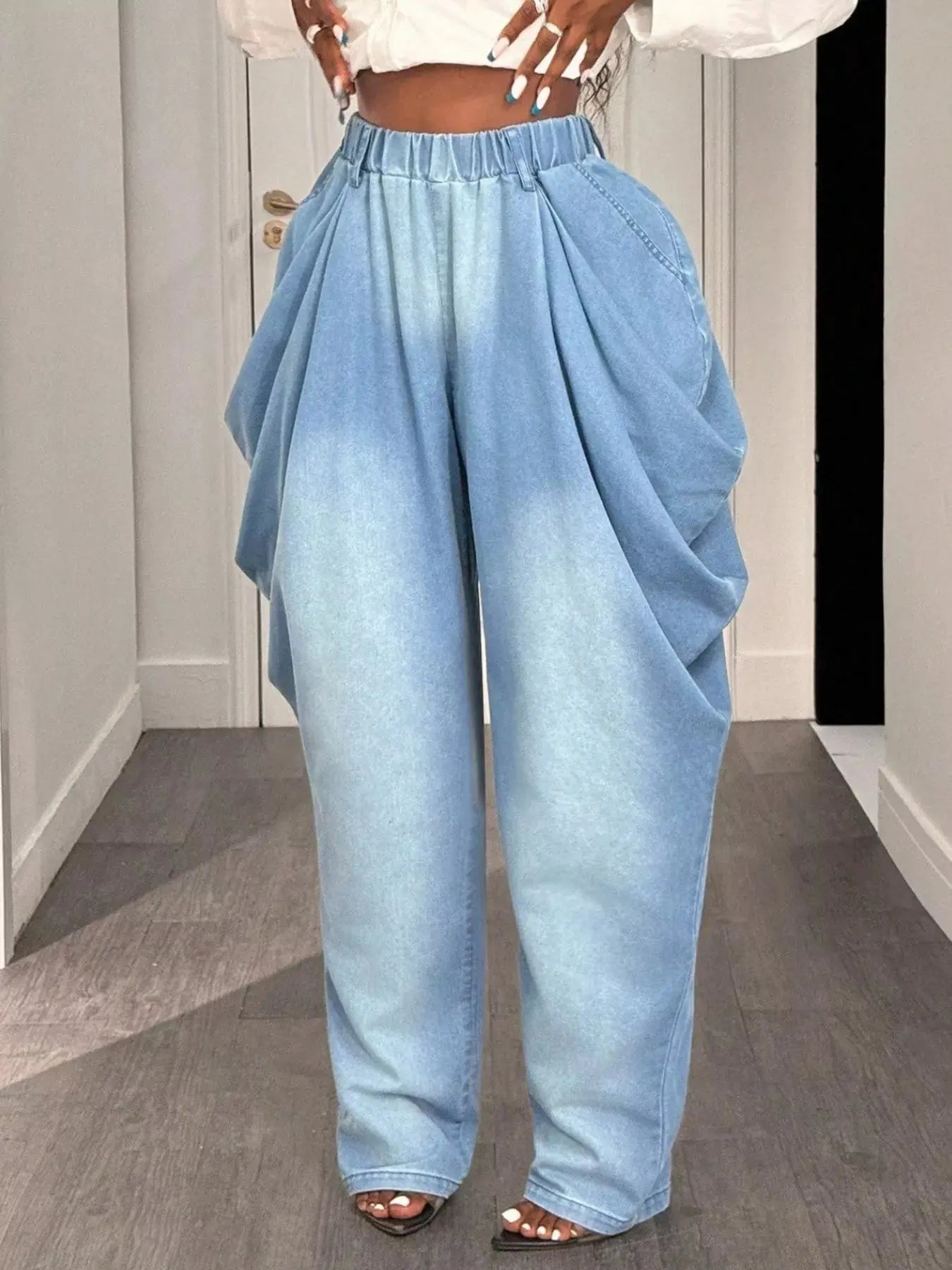 Ruched Wide Leg Jeans Simply Love