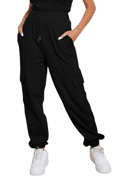 Trendy black cargo joggers with pockets