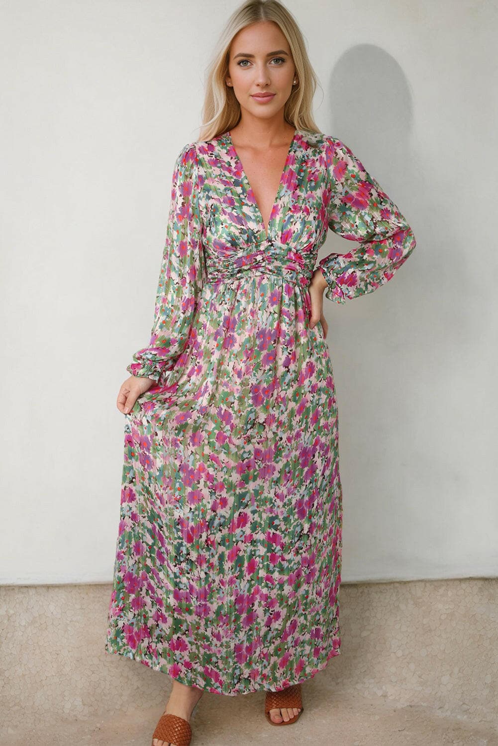 Floral Deep V Maxi Dress.