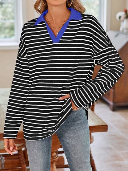 Chic striped long sleeve tee