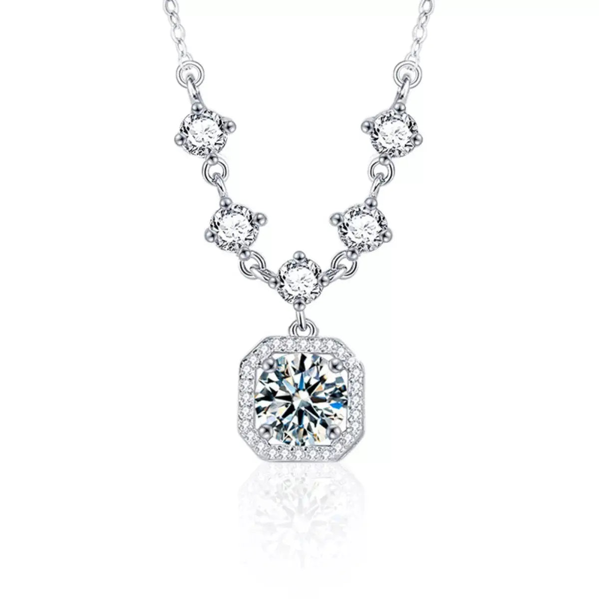 2 Carat Moissanite 925 Sterling Silver Pendant Necklace Simply Love