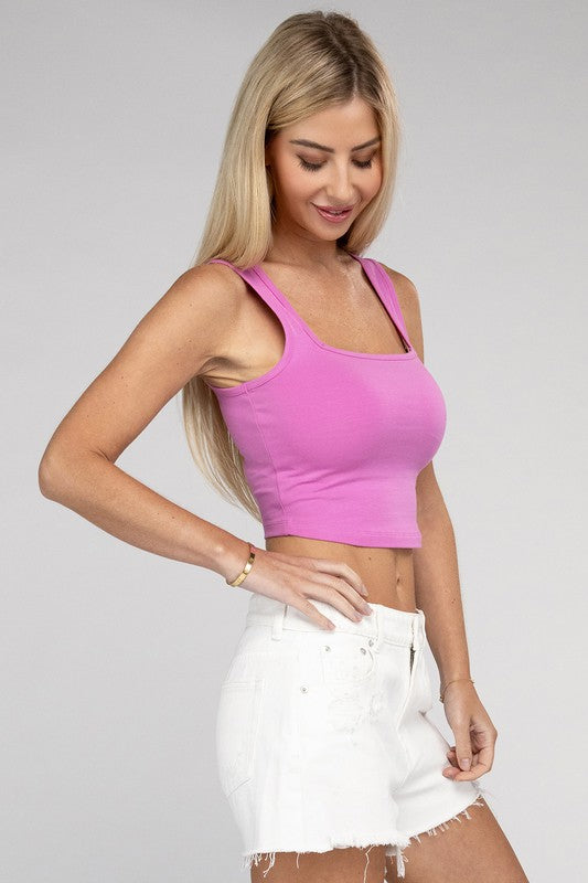 Cotton Square Neck Cropped Cami Top Coco’s Tee Boutique