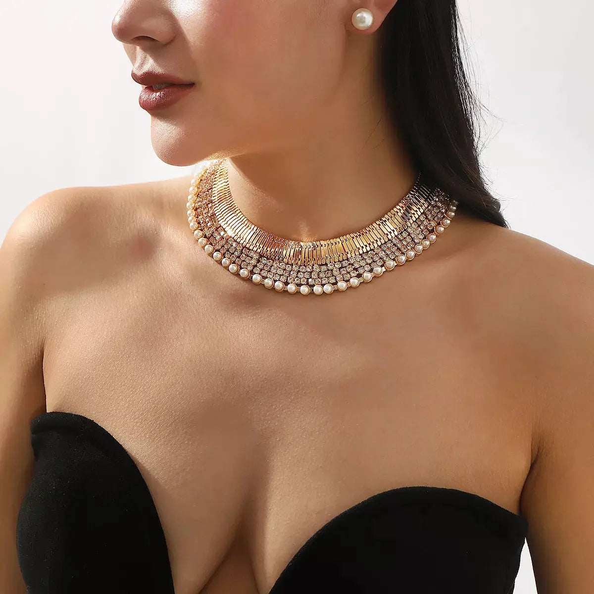 18K Gold-Plated Pearl Earrings and Necklace Jewelry Set Simply Love