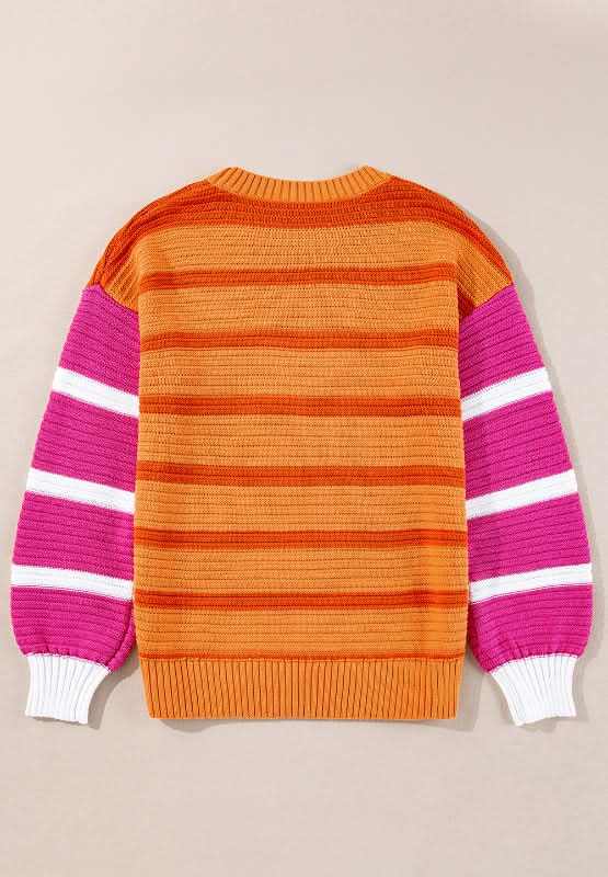 Striped Round Neck Long Sleeve Sweater