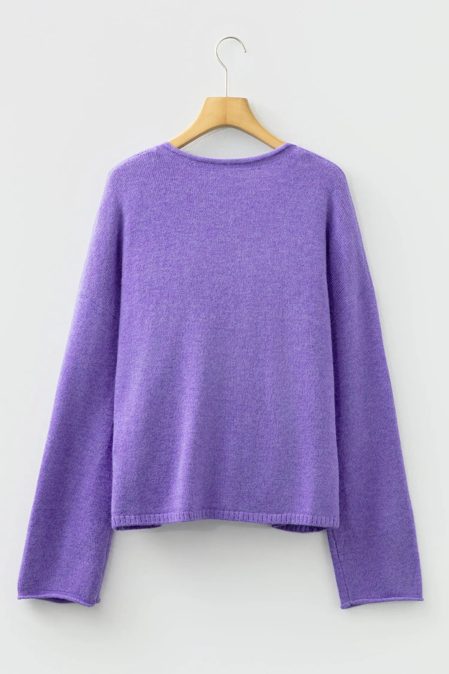 Wisteria Solid Color Knit Button Front Drop Shoulder Cardigan Sweater Dear-Lover Dropshipping