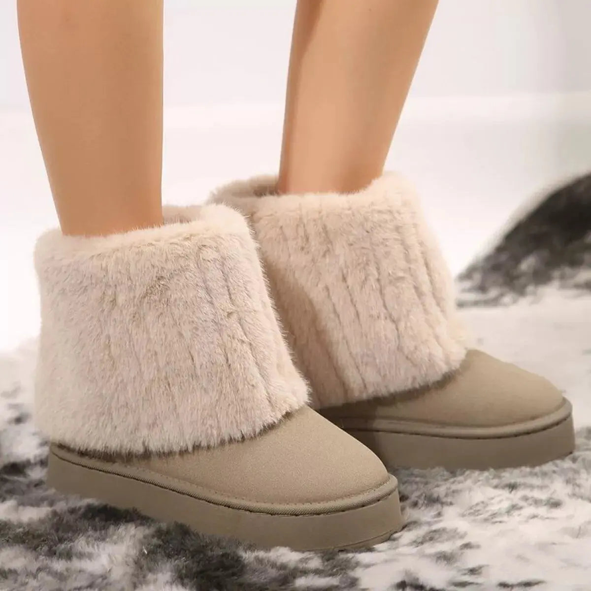 Fuzzy Round Toe Platform Boots Simply Love