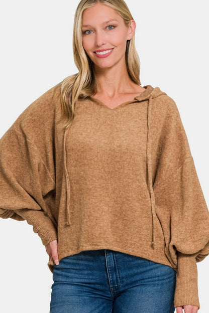 Zenana cropped drop shoulder hoodie