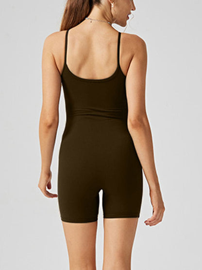 Scoop Neck Spaghetti Strap Active Romper.