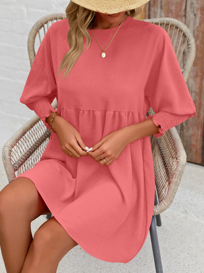 Round Neck Lantern Sleeve Mini DressFeatures: Basic style
Sheer: Opaque
Stretch: Slightly stretchy
Body: Not lined
Material composition: 100% polyester
Care instructions: Machine wash cold. Tumble dry Love Salve Round Neck Lantern Sleeve Mini Dress